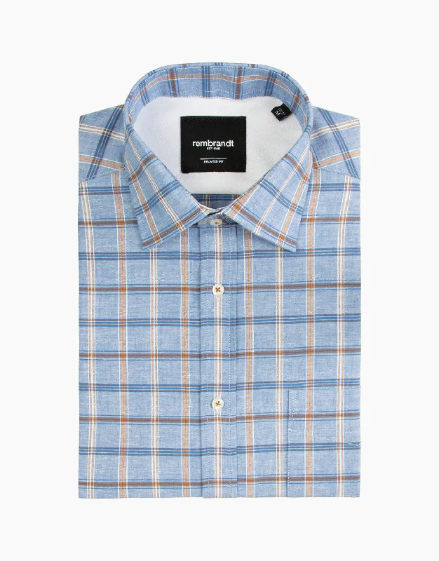 Sinatra Blue & Brown Check Shirt