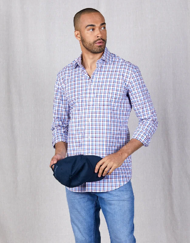 Sinatra Burgundy & Blue Check Shirt