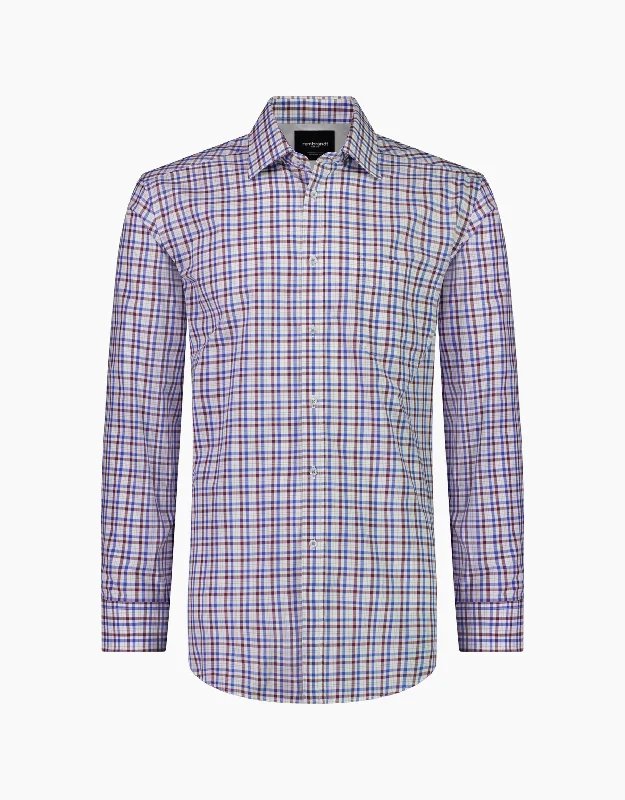 Sinatra Burgundy & Blue Check Shirt