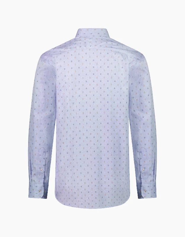 Sinatra Light Blue & Red Geo Print Shirt