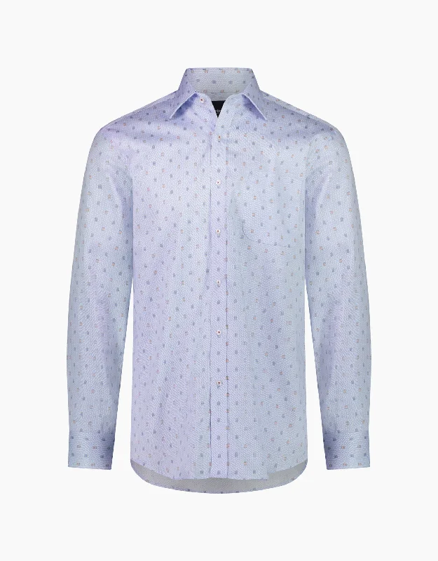 Sinatra Light Blue & Red Geo Print Shirt