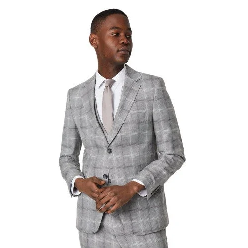 Burton Mens Fine Checked Single-Breasted Slim Suit Jacket