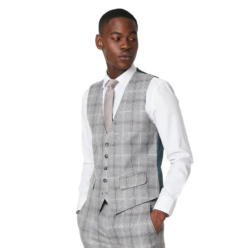 Burton Mens Fine Checked Slim Waistcoat