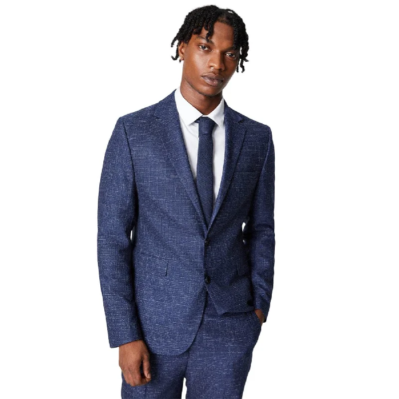 Burton Mens Grid Textured Single-Breasted Suit Jacket