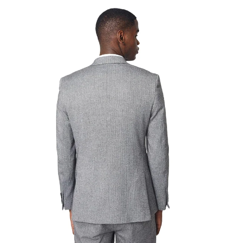 Burton Mens Herringbone Double-Breasted Slim Suit Jacket