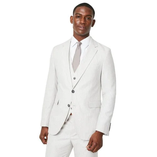 Burton Mens Linen Blend Single-Breasted Slim Suit Jacket