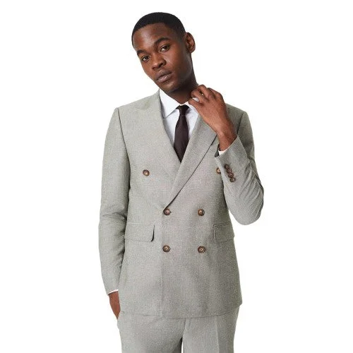 Burton Mens Monaco Linen Double-Breasted Slim Suit Jacket