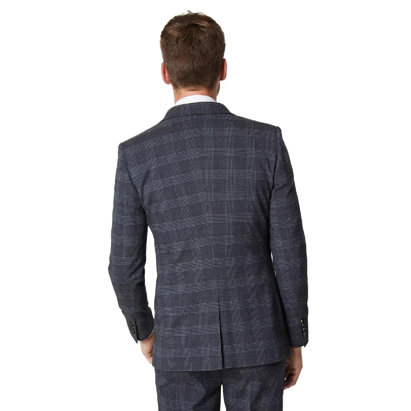 Burton Mens Retro Check Single-Breasted Slim Suit Jacket