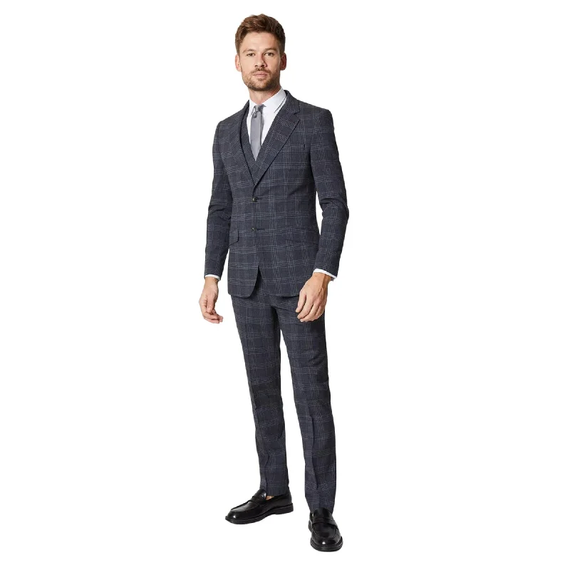 Burton Mens Retro Check Single-Breasted Slim Suit Jacket