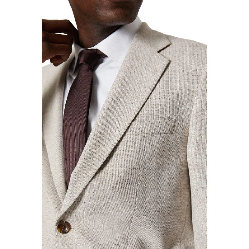 Burton Mens Semi Plain Single-Breasted Slim Suit Jacket