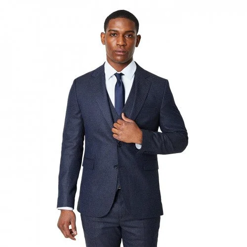 Burton Mens Tonal Grid Check Slim Wedding Suit Jacket