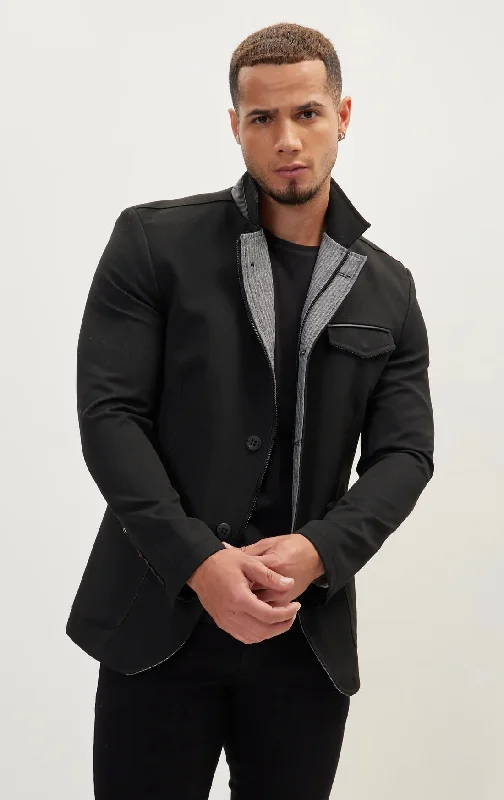 Mandarin Collar Jacket - Black