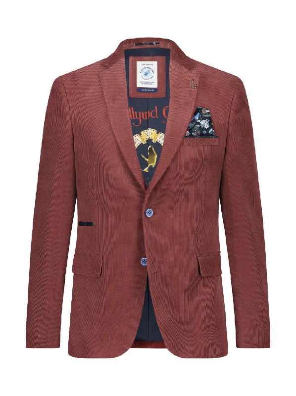 Rib Cord Blazer - Chili Red