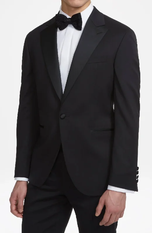 Superfine Italian Wool Tuxedo Jacket - Black