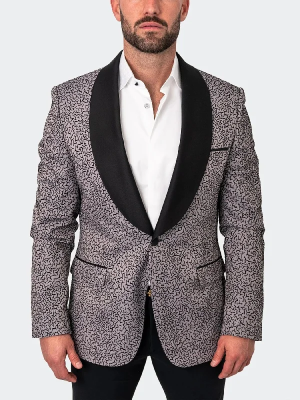 Textured Ceremony Blazer with Shawl Lapel - Grey