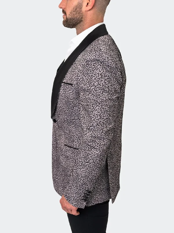 Textured Ceremony Blazer with Shawl Lapel - Grey