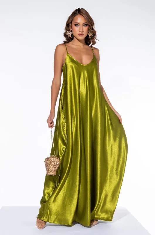 LIKE ROYALTY MAXI SATIN DRESS GREEN