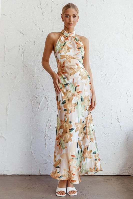 Shana Halterneck Maxi Dress Floral Yellow