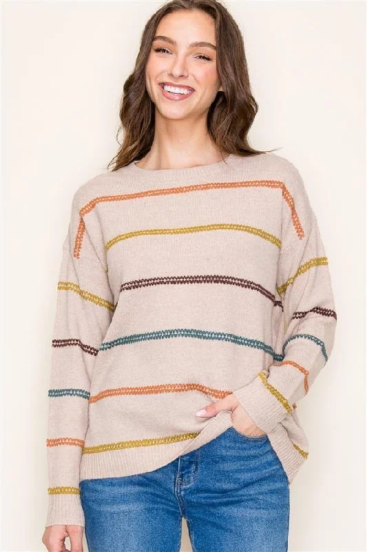 Striped Stitched Sweater